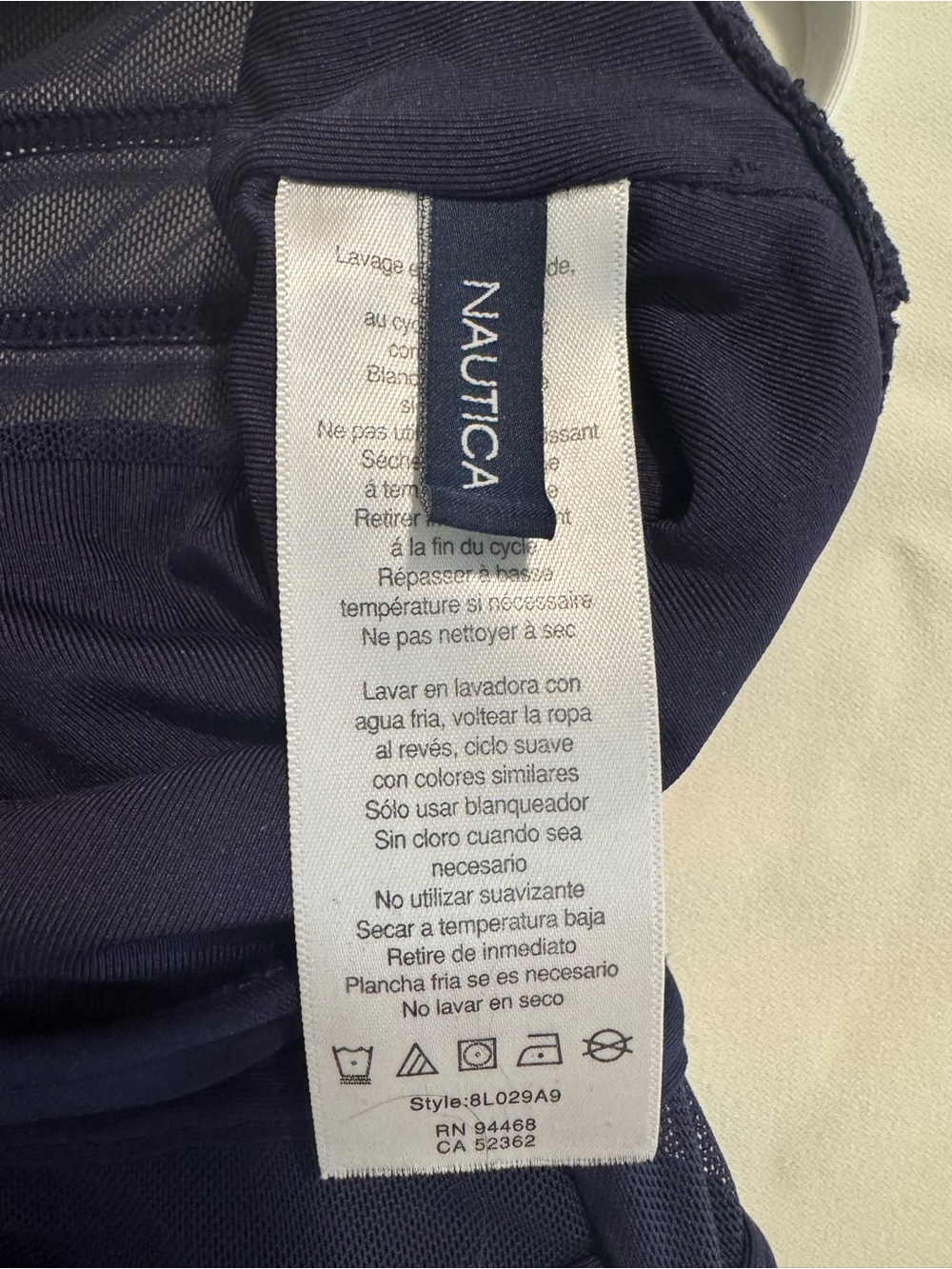 Nautica Navy One-Piece Swimsuit with White and Pink Stripes Size M - Picture 3 of 9